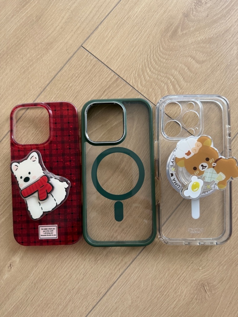 3-Pack iPhone 16 Pro Phone Cases MagSafe Clear Green Cute